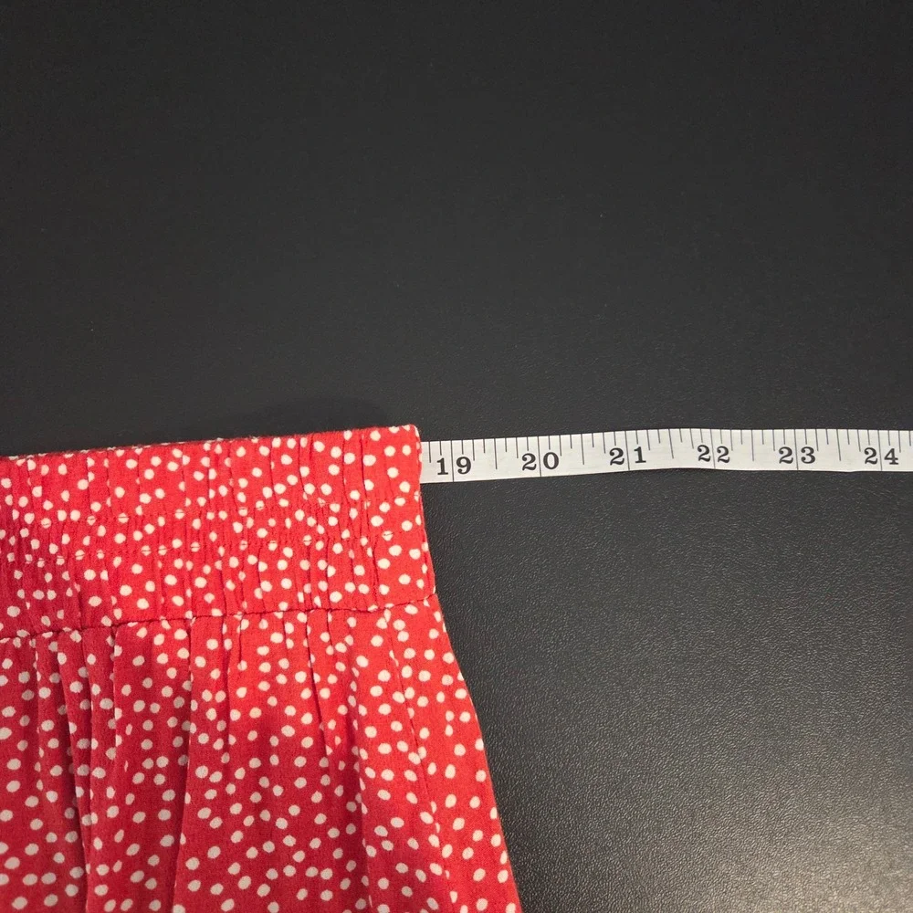 LOFT Red White Polka Dot Ruffle Hem Flowy Mini Skirt‎ XL Coquette Twee Casual